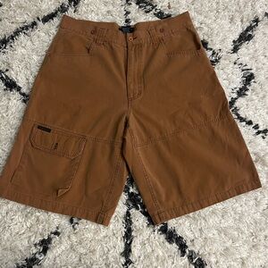 Vintage Barcode Uniforms Brown Cargo Work Shorts with Side Utility Pocket